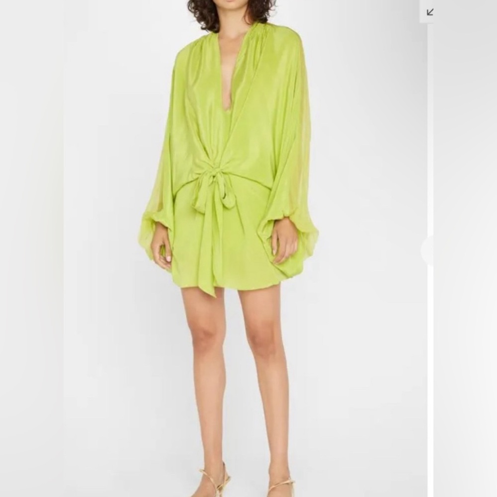 AZEEZA Calla Balloon-Sleeve Mini Wrap Dress